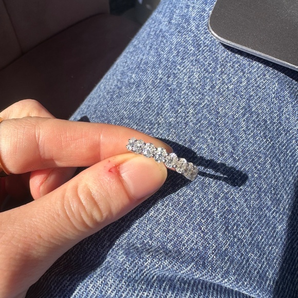 Oval Cut Semi Eternal Vintage Stacked Band Moissanite Ring - SIZE 7 - NEVER WORN - Picture 4 of 5